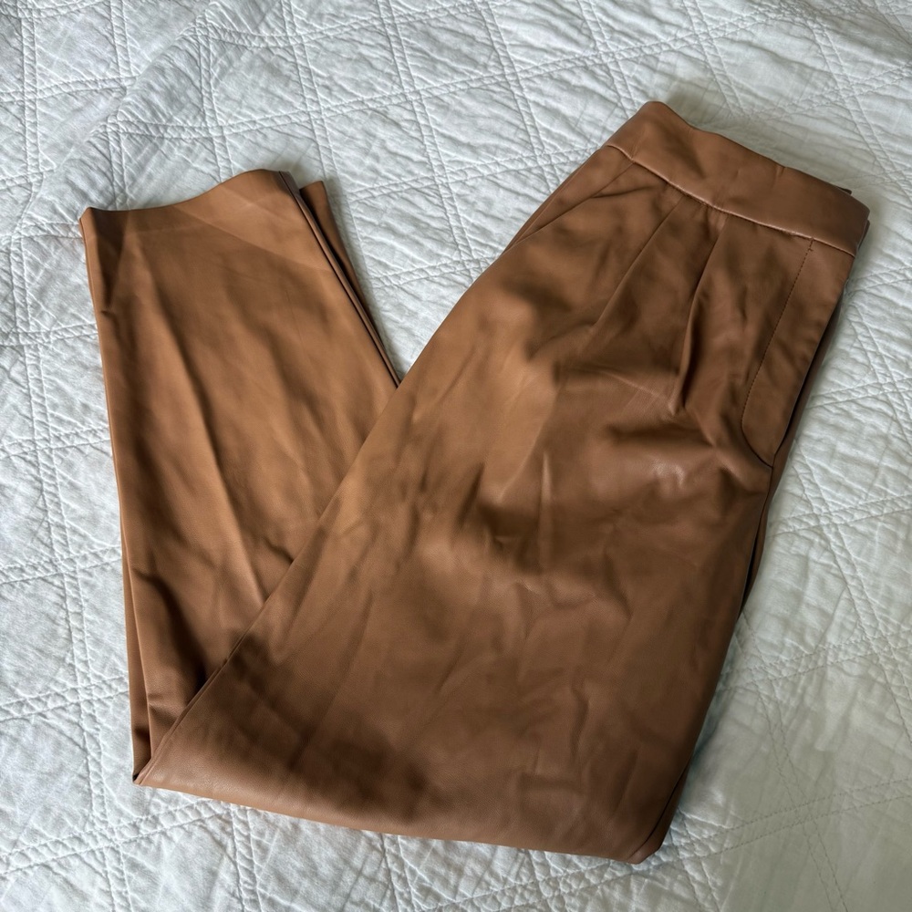Express Brown Faux Leather Ankle Pants
